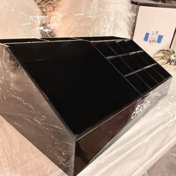 Chanel Black Acrylic Vanity Organizer Tray w/ Compartments Luxury Storage - Picture 5 of 8
